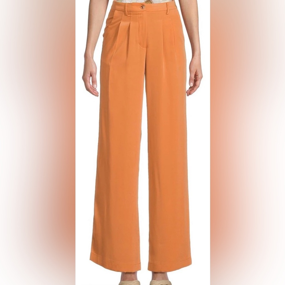 NWT Evolutionary Pleated Wide-Leg Pants Rust Orange Business Casual Trousers XL